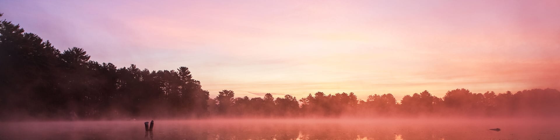Lake with fog at dawn in Northern Wisconsin