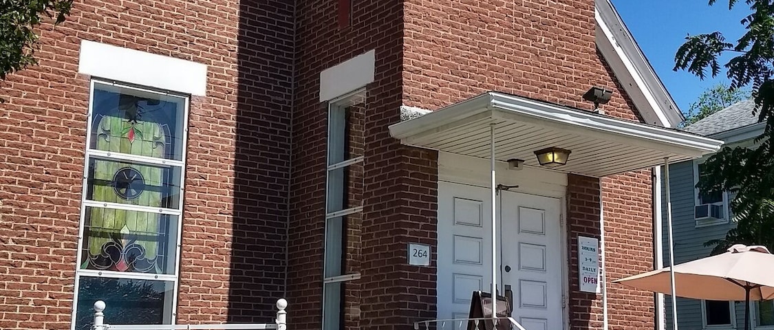This old Church has been repurposed into a Creamery. The ice cream they sell is made on-site.