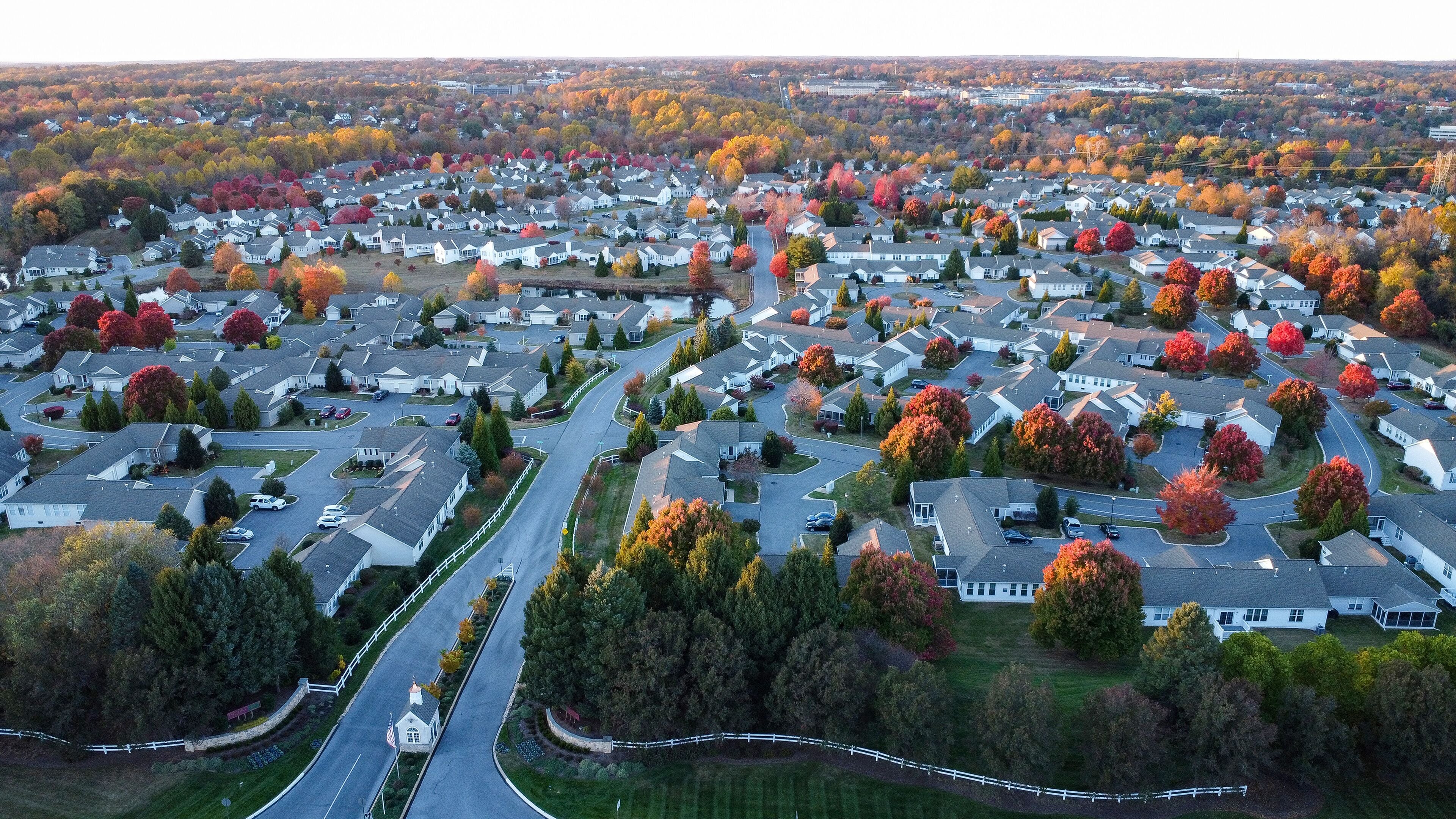 A senior living community in the colorful fall in Garnet Valley, suburb of Philadelphia, Pennsylvania