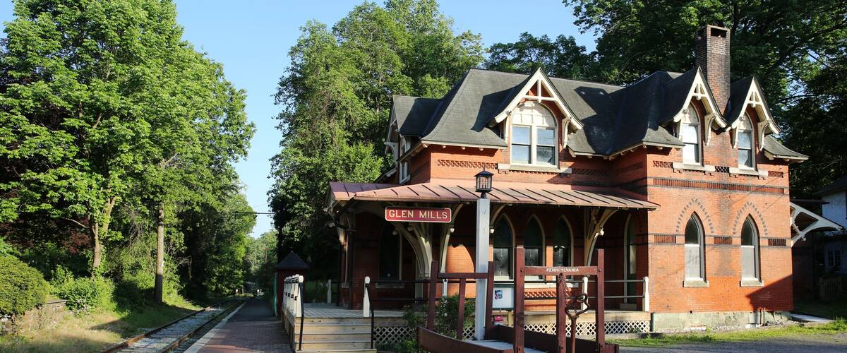 Glen Mills train station in the west suburb of Philadelphia, Pennsylvania
