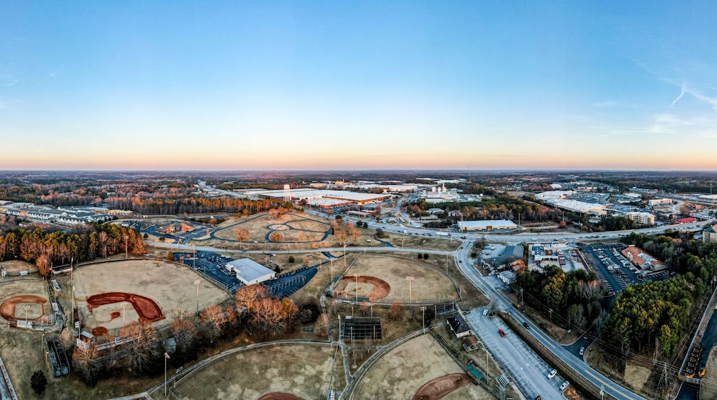 Aerial landscape Legions Park winter after Hurricane Helene Conyers Rockdale County Georgia