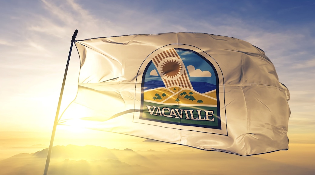 Vacaville of California of United States flag waving on the top
