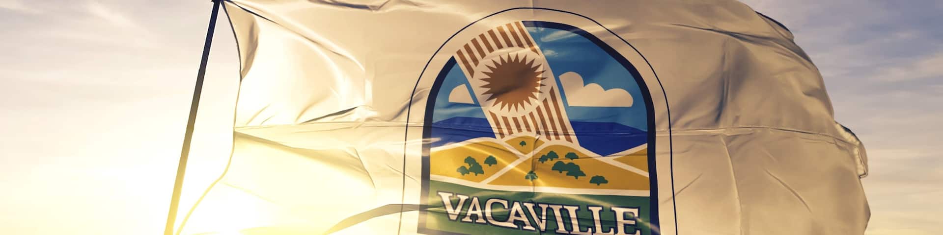 Vacaville of California of United States flag waving on the top