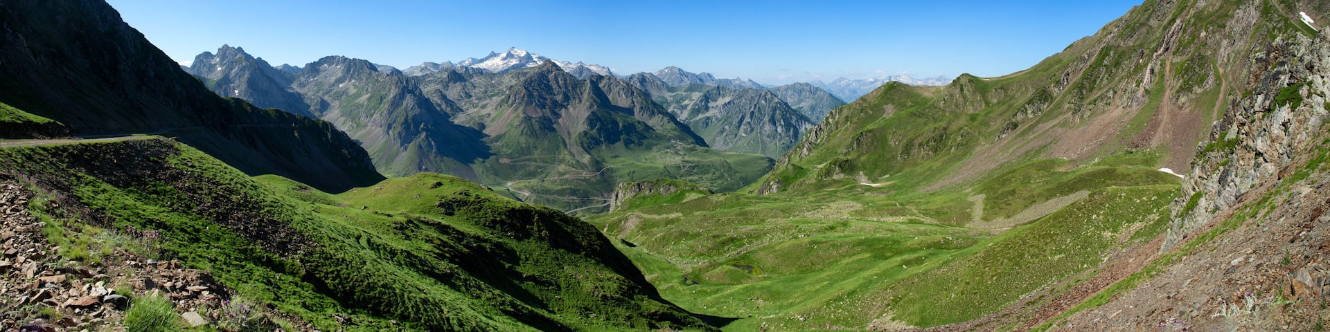 panorama of Col du Tourmalet in pyrenees mountains