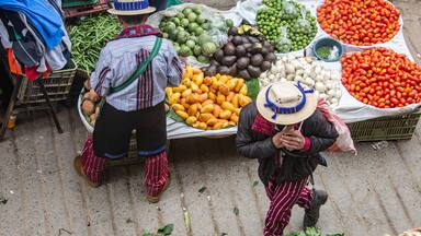 Men in colorful traditional dress, Todos Santos Cuchumatán, Huehuetenango, Guatemala