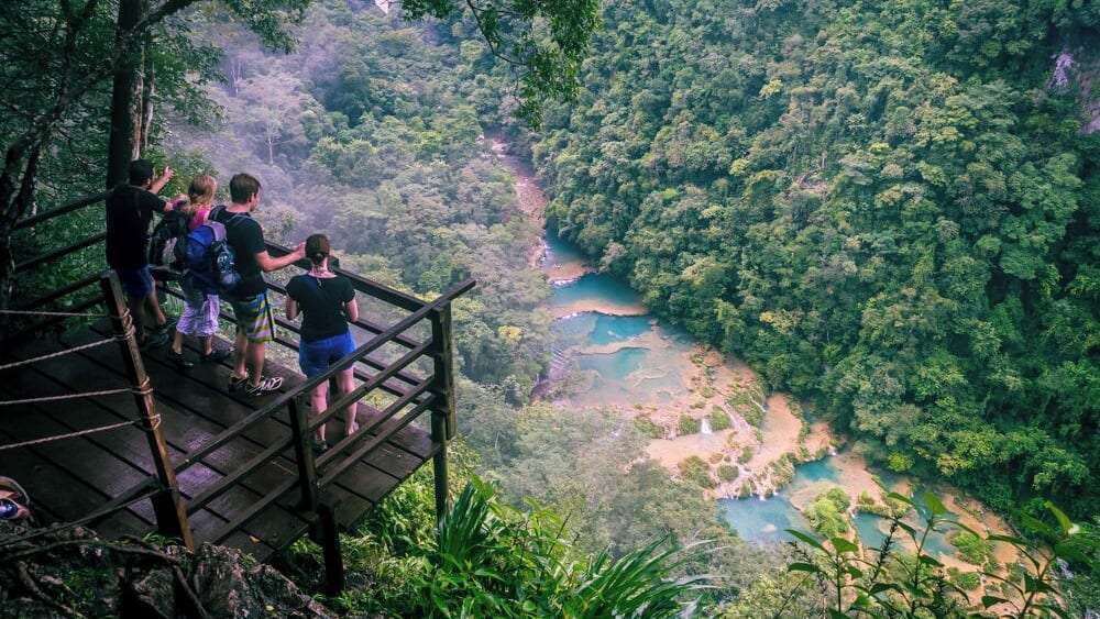 Admiring the Cahabon river and its natural pools from the top of the mountains.