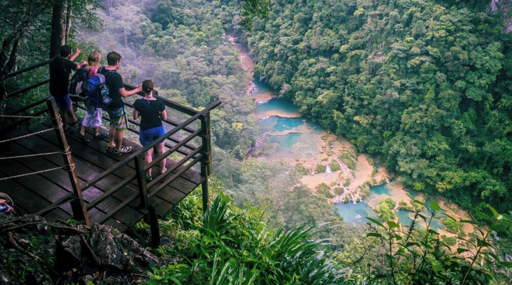 Admiring the Cahabon river and its natural pools from the top of the mountains.