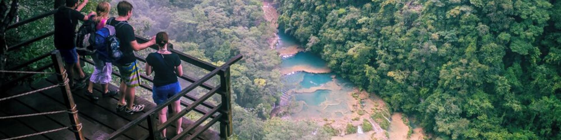 Admiring the Cahabon river and its natural pools from the top of the mountains.