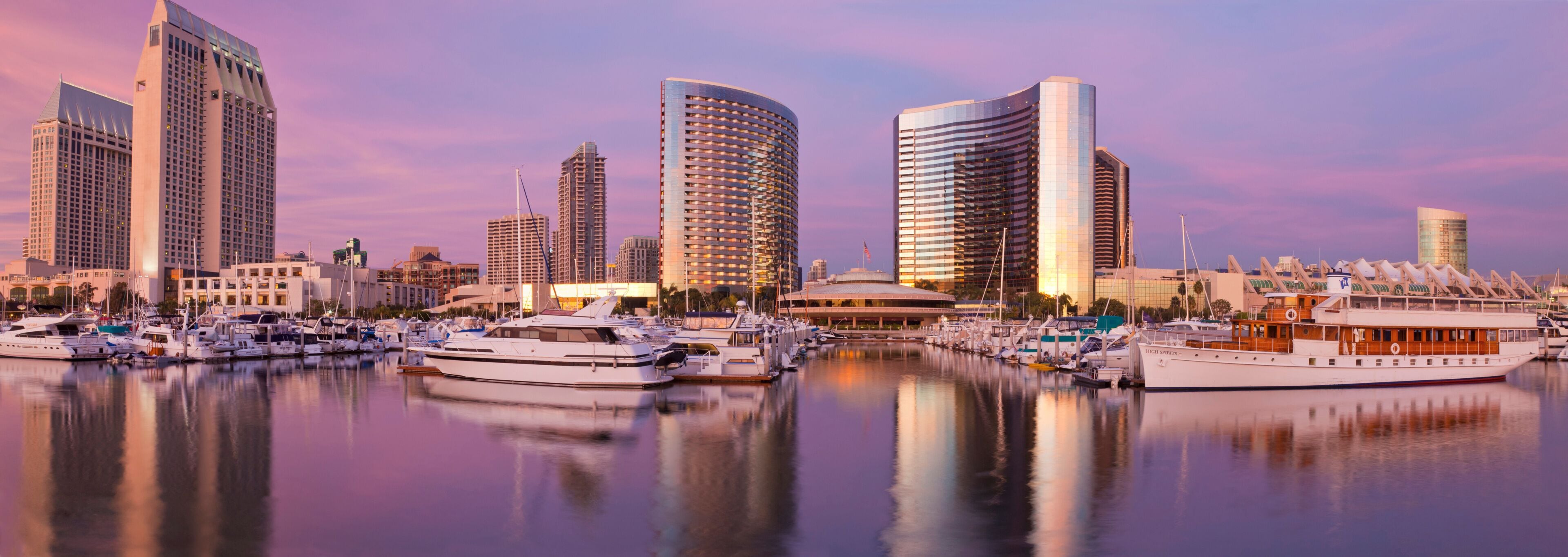 Buildings at waterfront, San Diego Marriott Hotel And Marina, Seaport Village, San Diego, California, USA