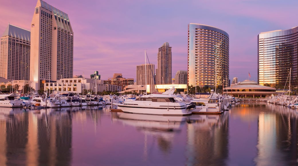 Buildings at waterfront, San Diego Marriott Hotel And Marina, Seaport Village, San Diego, California, USA