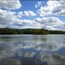 The clouds reflecting off of Hargus Lake.