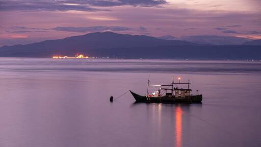 fishing boat at sunset