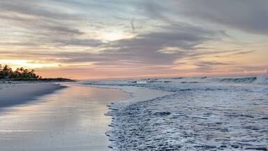 Majestic beach sunrise seascape at Costa del Sol, El Salvador.