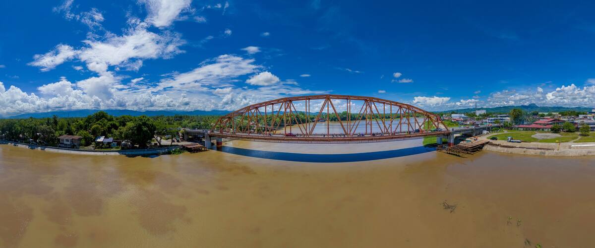 Agusan river and Magsaysay Bridge Butuan City Mindanao Philippines Panorama looking west