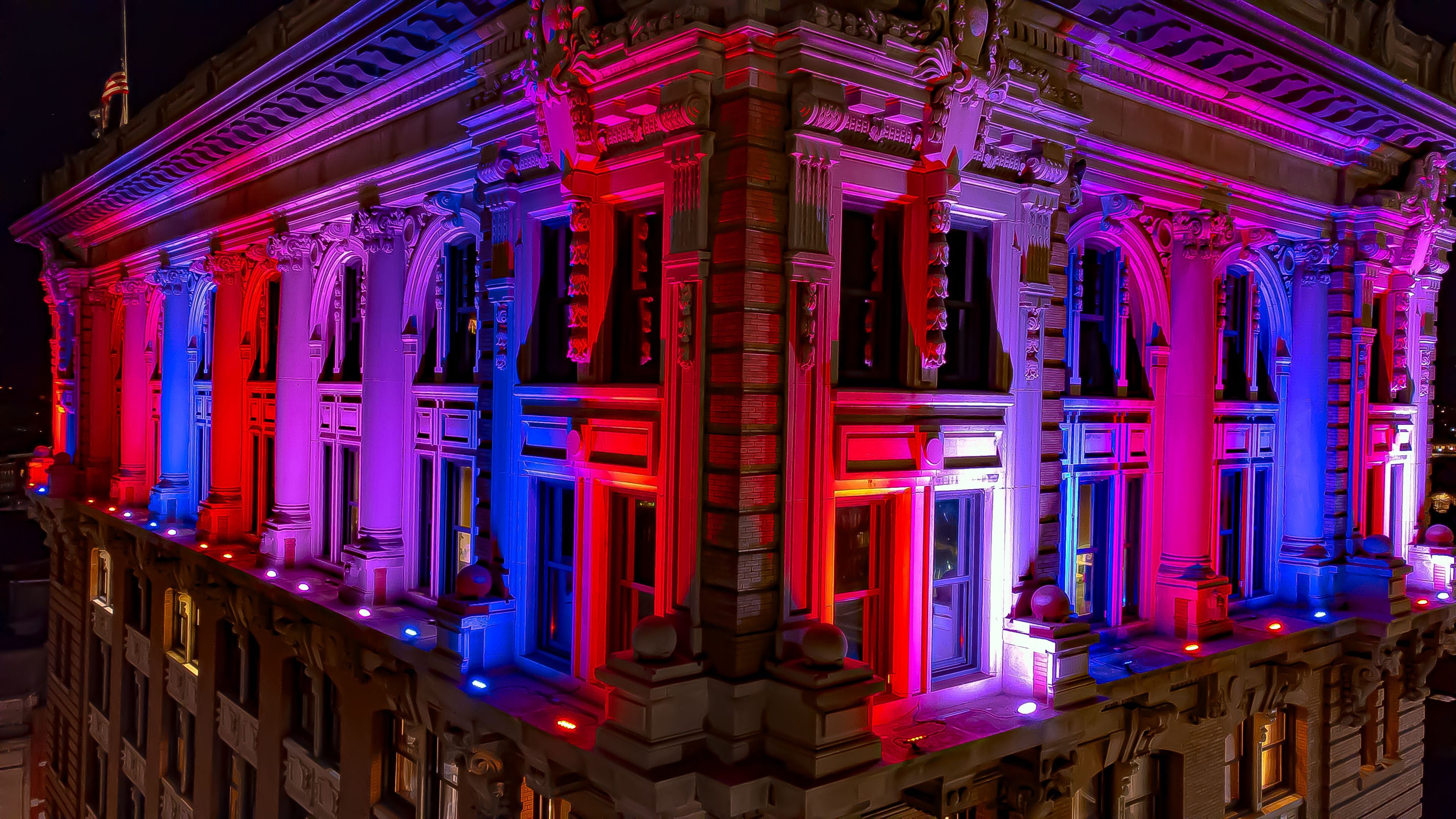 down town Binghamton, NY Building at night