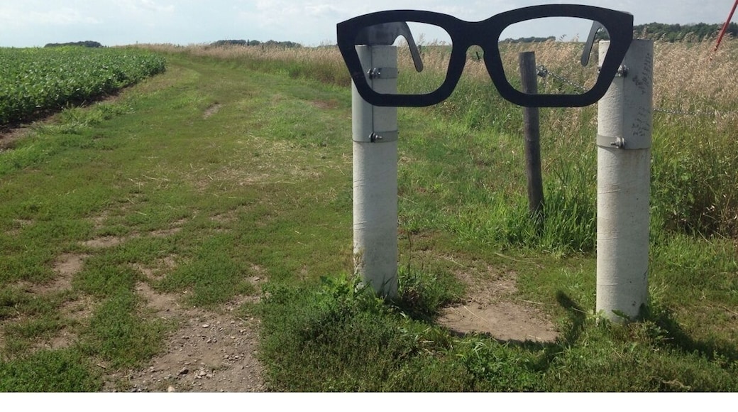 Memorial to Buddy Holly, La Bamba, and the Big Bopper whose plane went down in this field in 1959.