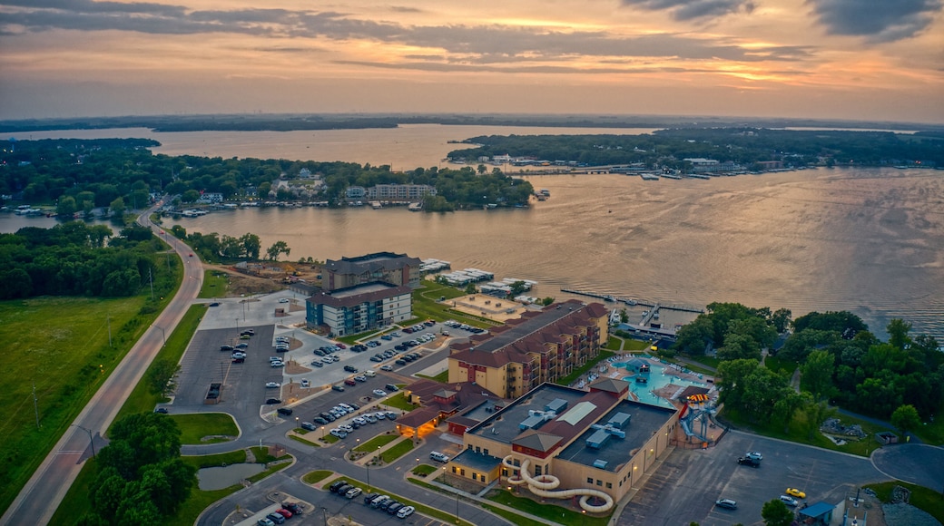Aerial View of Lake Okoboji at sunset in northern Iowa