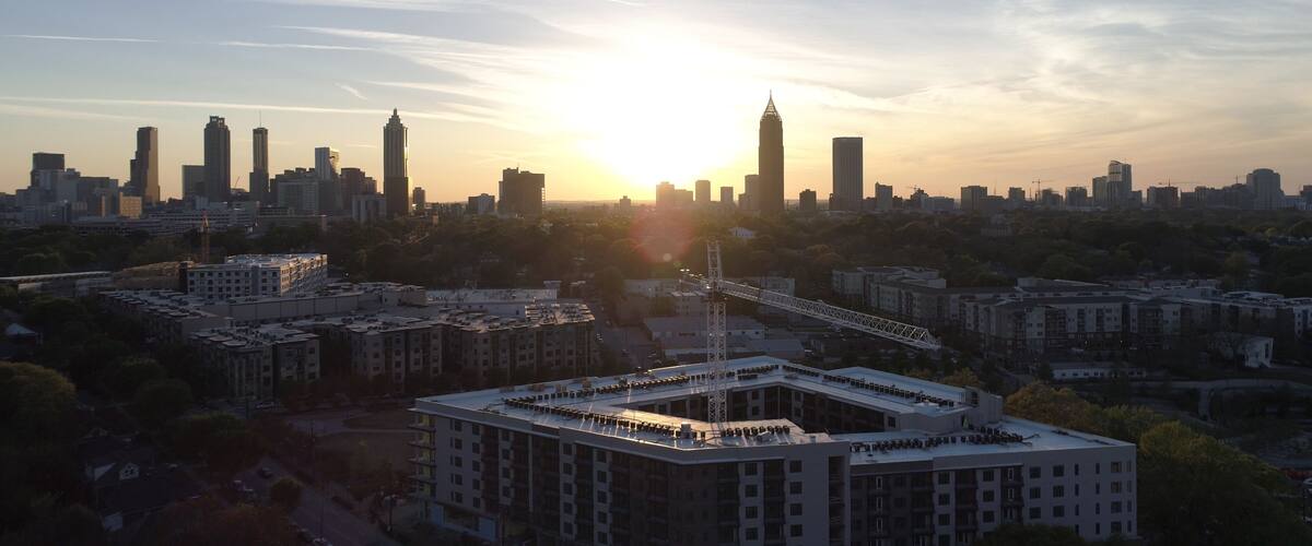 Atlanta Georgia Aerial Shots of Old Fourth Ward and Downtown Atlanta