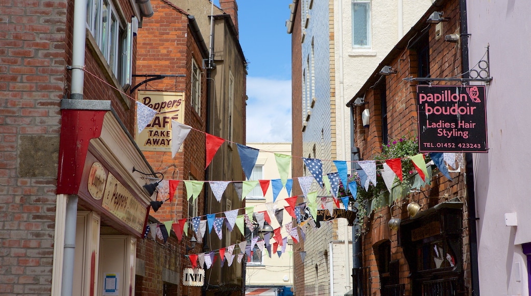 Gloucester showing signage and a city