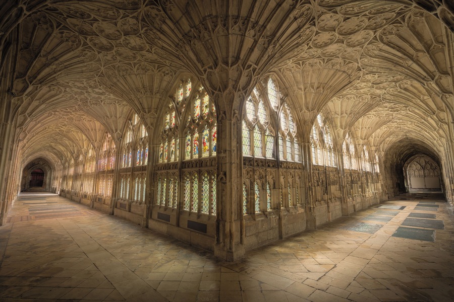 Here is an hdr photograph taken from the cloisters inside Gloucester Cathedral. Located in Gloucester, Gloucestershire, England, UK. These cloisters were used in the Harry Potter films as part of Hogwarts. Here is a link to download the free 16bit TIFF version (8684x5790) : www.mediafire.com/file/b253ey73t1339qw/17_Gloucester_Cath...