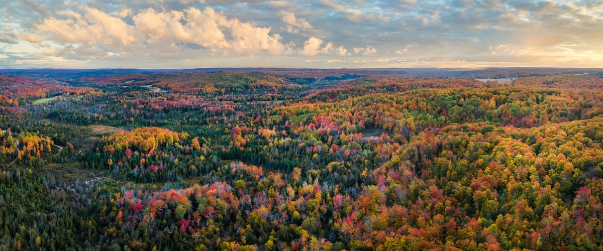 Colorful Autumn Sunrise over the Otsego Golf Club Resort area in Gaylord, Michigan
