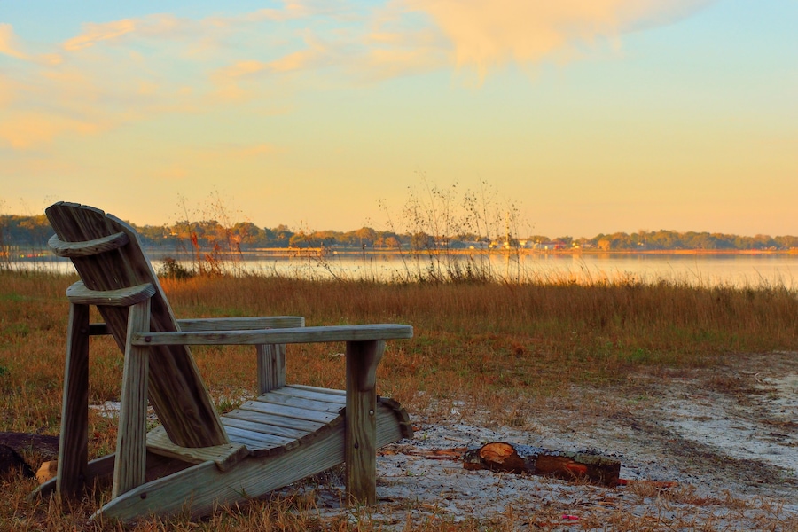 Adirondack Chair Looking out to Lake Minneola, Clermont, Florida; Shutterstock ID 772282999; purchase_order: SP-1269 HA 2018 Batch 1; Order: ; client: ; other: