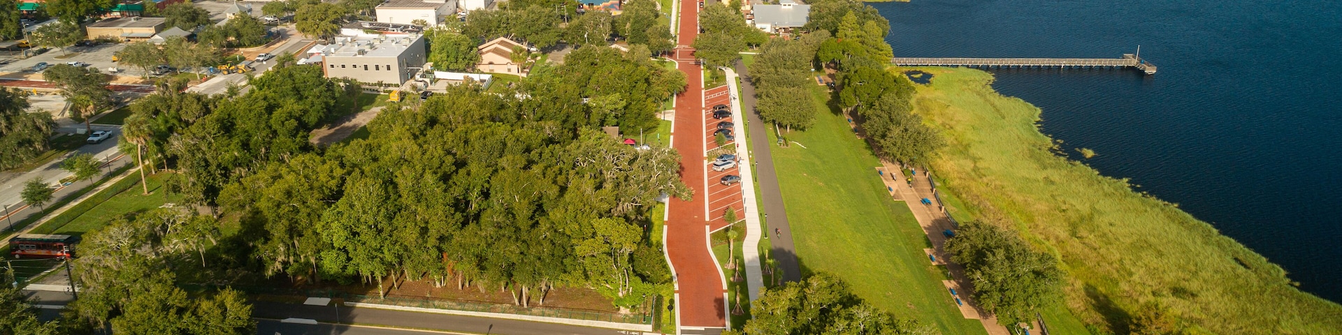 Drone view over the downtown Clermont streetscape project