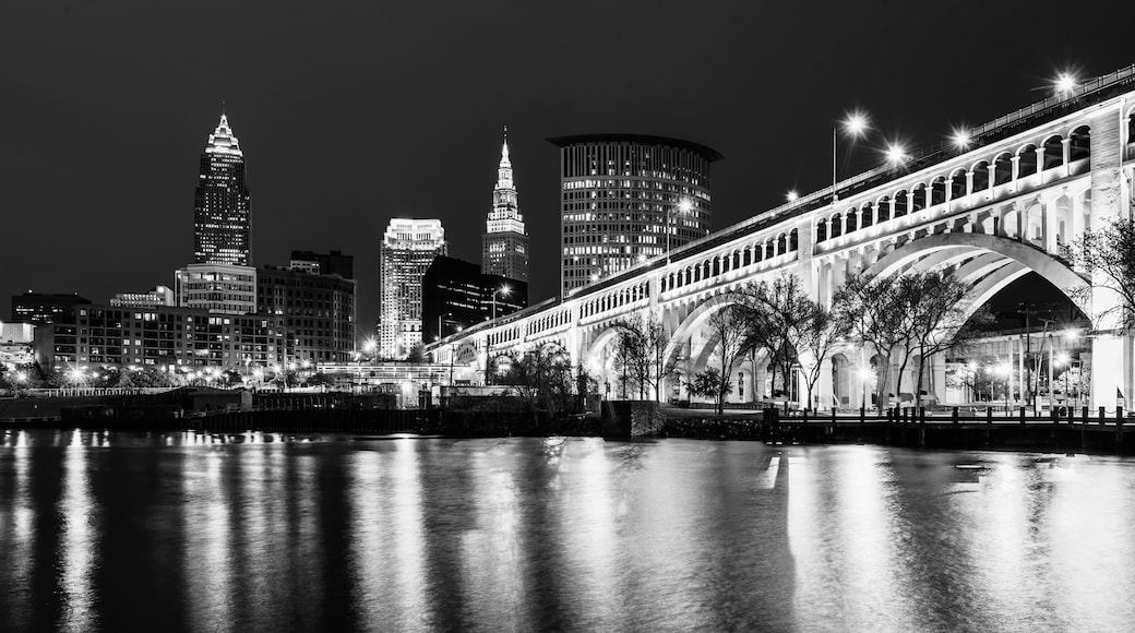 The Cleveland skyline at night, from Heritage Park, in Cleveland, Ohio