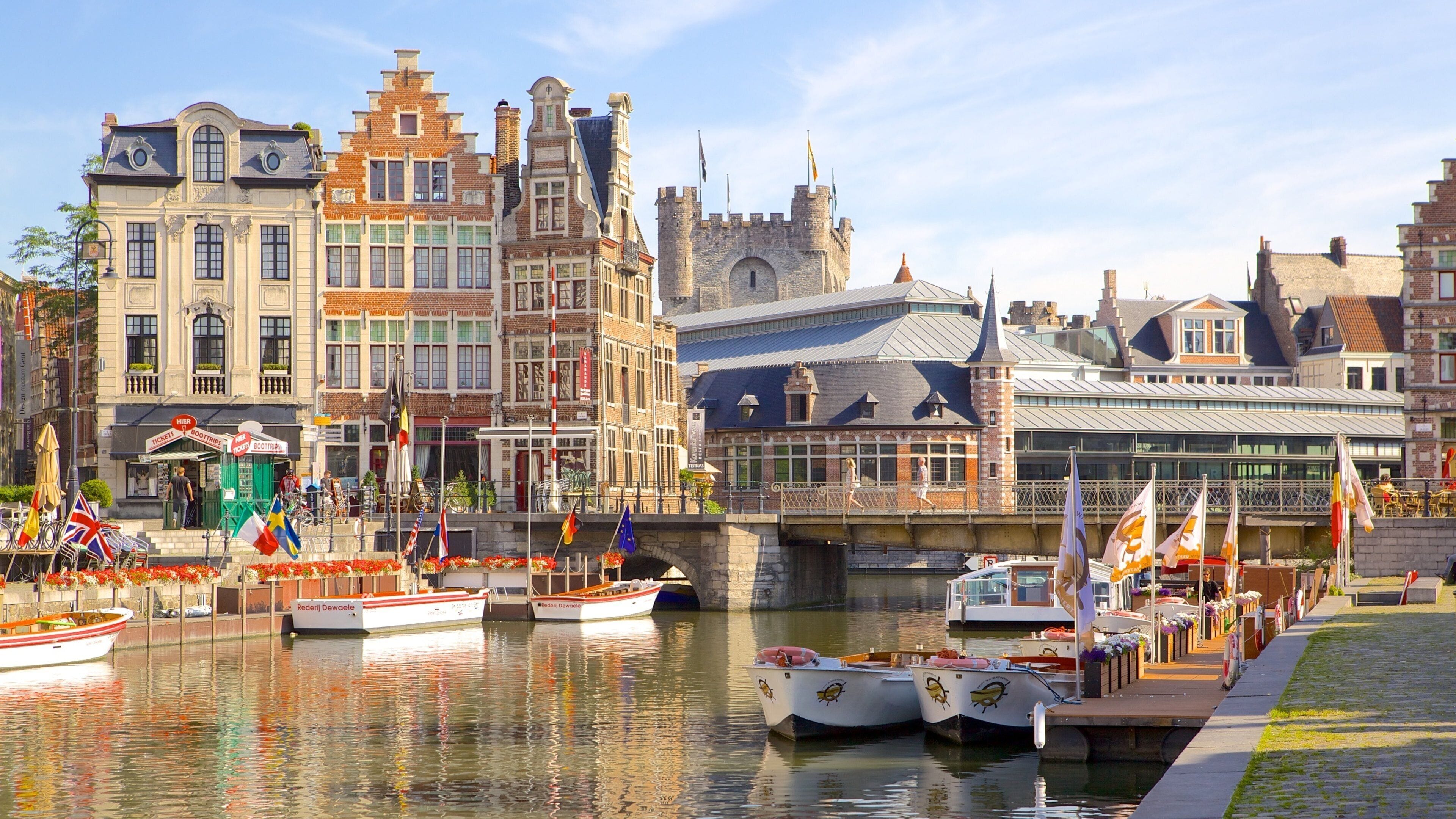 Ghent featuring a river or creek, a city and heritage architecture