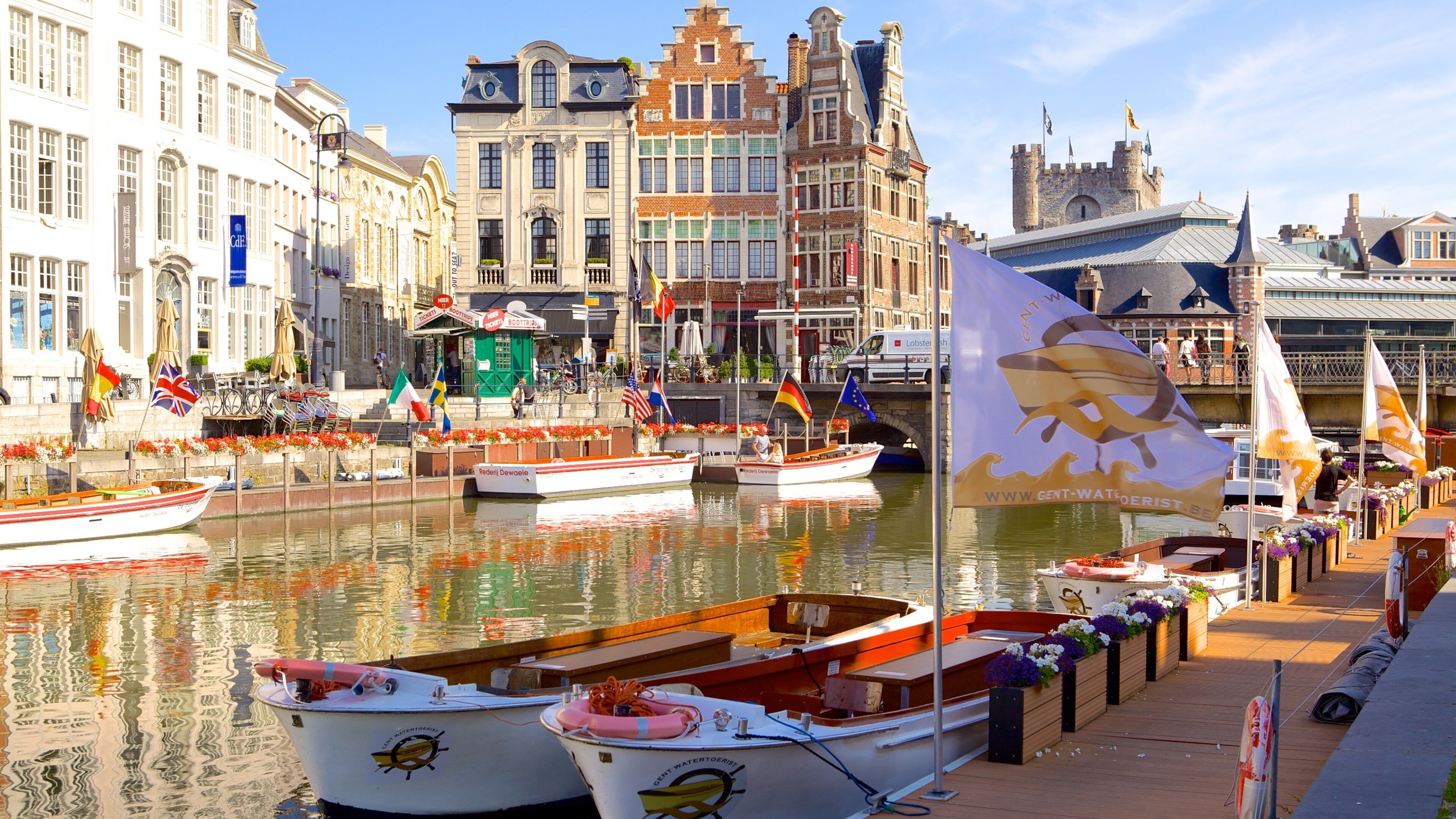 Ghent featuring a river or creek, a city and heritage architecture