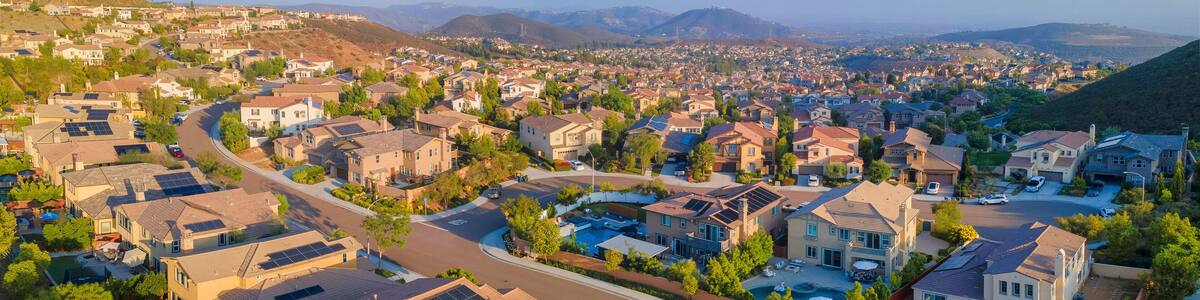 Entire view of a residential area from Double Peak Park in San Marcos, California