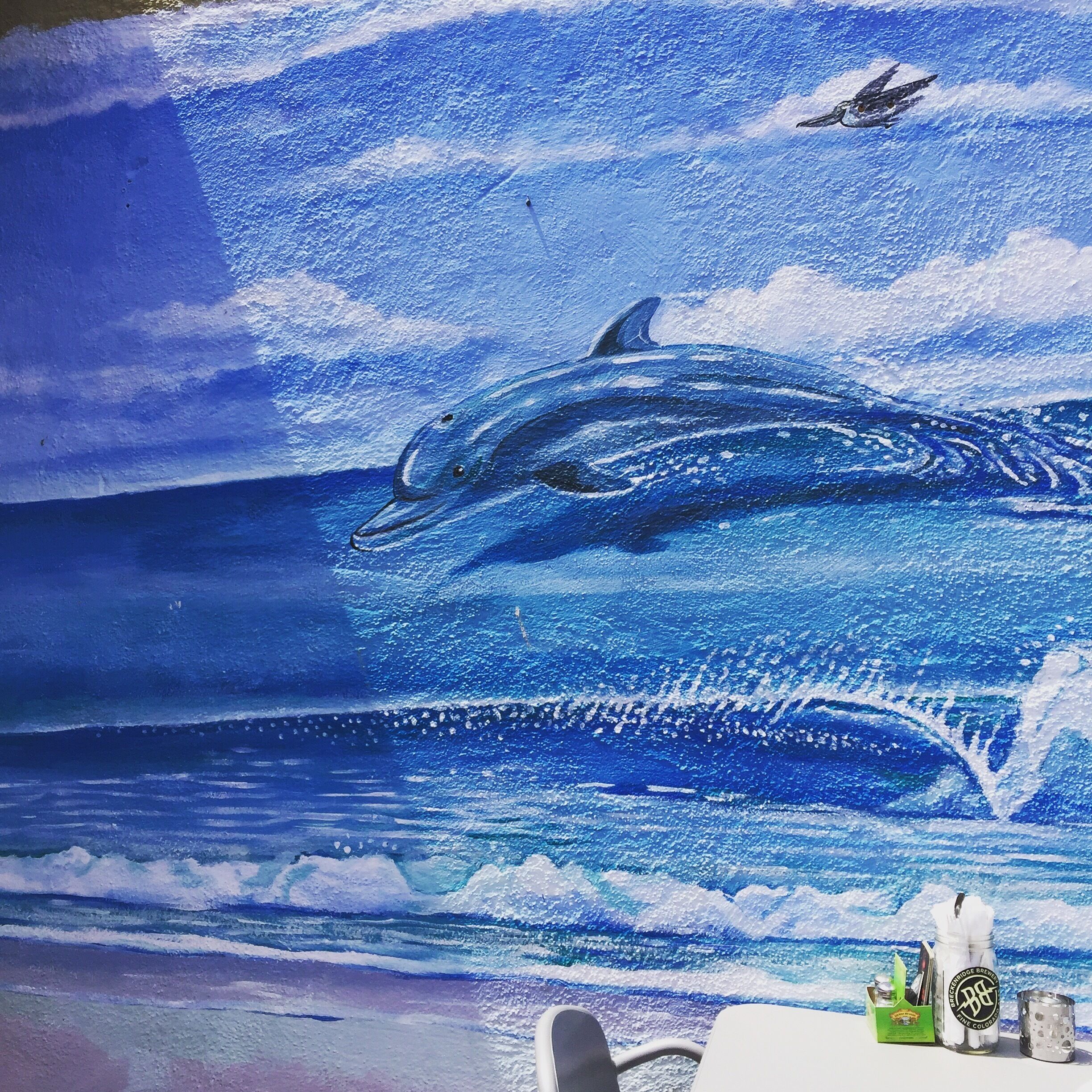 One of many artistic murals which can be found throughout Oceanside CA  this one is at a restaurant on the pacific coast highway #blue travel contest #oceanside #pacific coast highway 