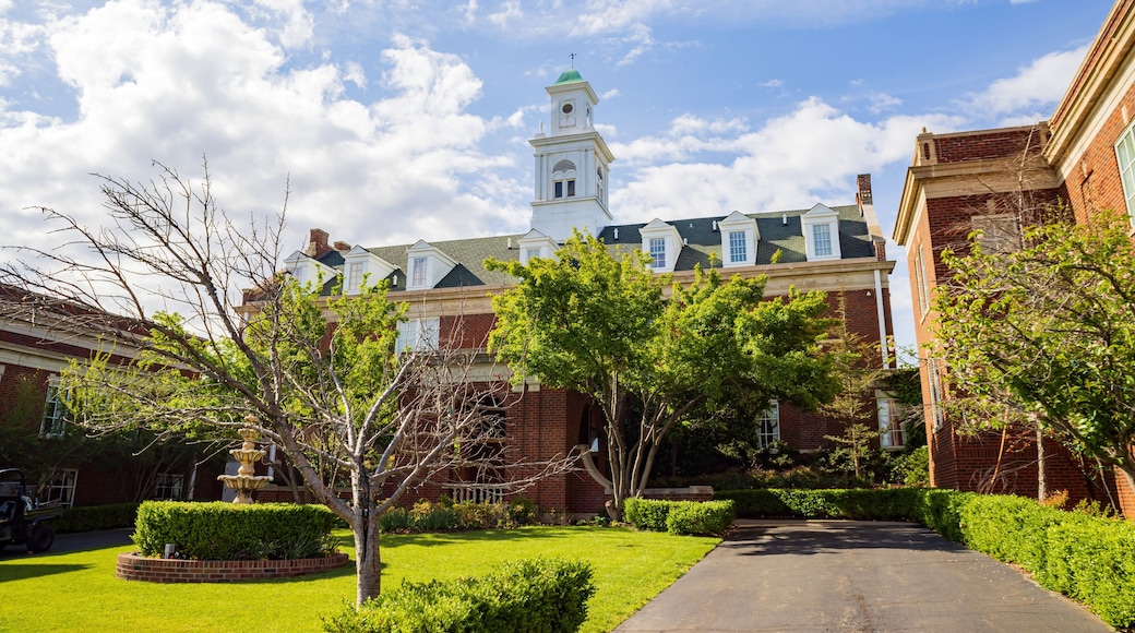 Sunny exterior view of the Dominion House