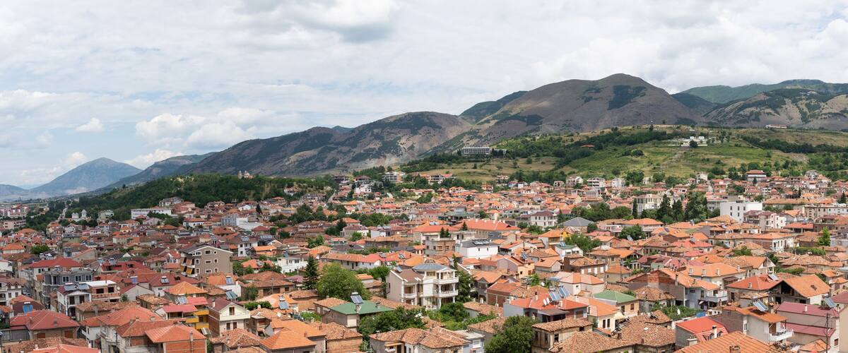 Panorama de Korçë en Albanie