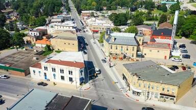 Aerial of Clinton, Ontario, Canada on a fine day