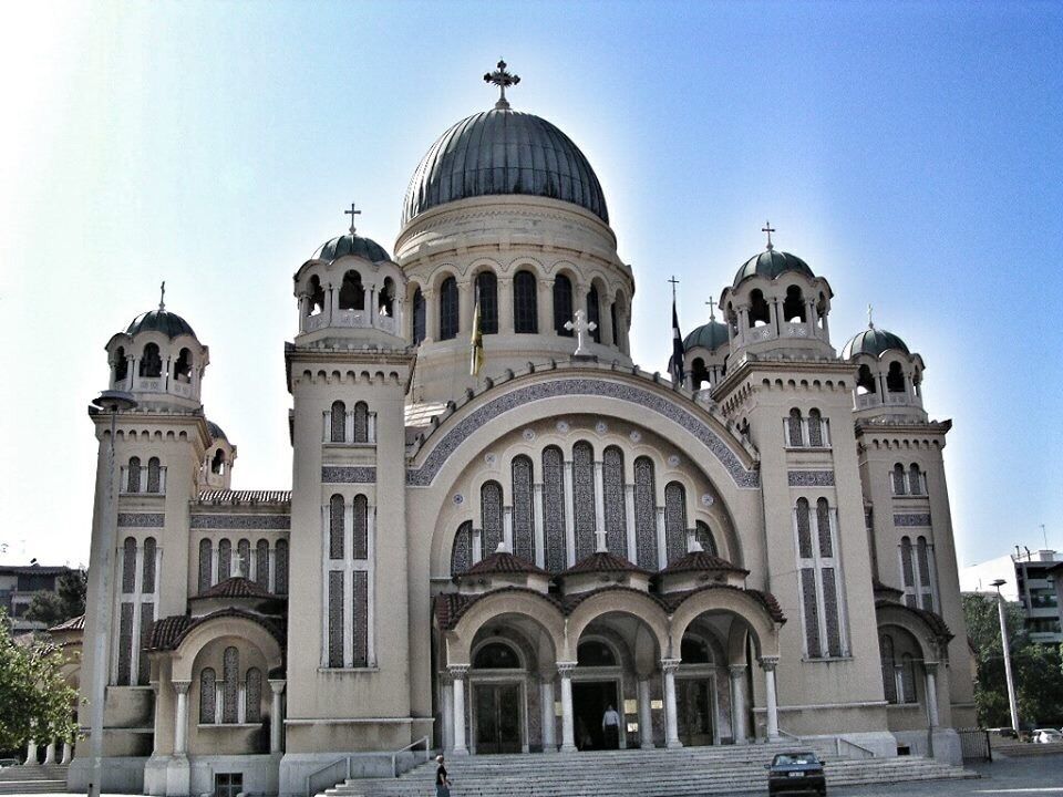 Saint Andrew of Patras (Agios Andreas, Άγιος Ανδρέας in Greek) is a Greek Orthodox basilica in the east side of the city of Patras in Greece. Along with the old church of St. Andrew (which lies in a close distance) it constitutes a place of pilgrimage for Christians from all over the world.It is dedicated to the First-called Apostle of Christ, Saint Andrew. Construction of the church, of Greek Byzantine style, began in 1908 under the supervision of the architect Anastasios Metaxas, followed by Georgios Nomikos. It was inaugurated 66 years later, in 1974. It covers approximately 1,800 square meters (some other sources say 2,000). It is the largest church in Greece and the third largest Byzantine-style church in the Balkans, after the Cathedral of Saint Sava in Belgrade and Alexander Nevsky Cathedral in Sofia. Over the central dome there is a 5 meter long gold plated cross and over the other domes there are 12 smaller crosses. These crosses symbolise Jesus and His apostles. The interior of the church is decorated with marvelous Byzantine style wall paintings and mosaics.

Source: Wikipedia 

#architecture