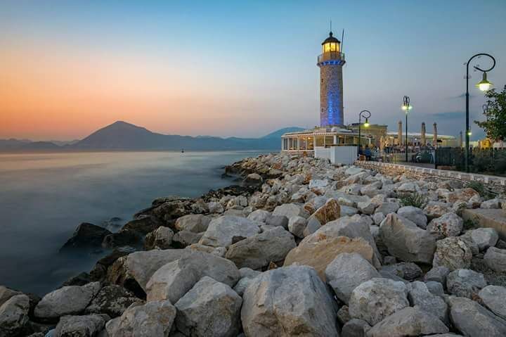 Sunset at patras lighthouse