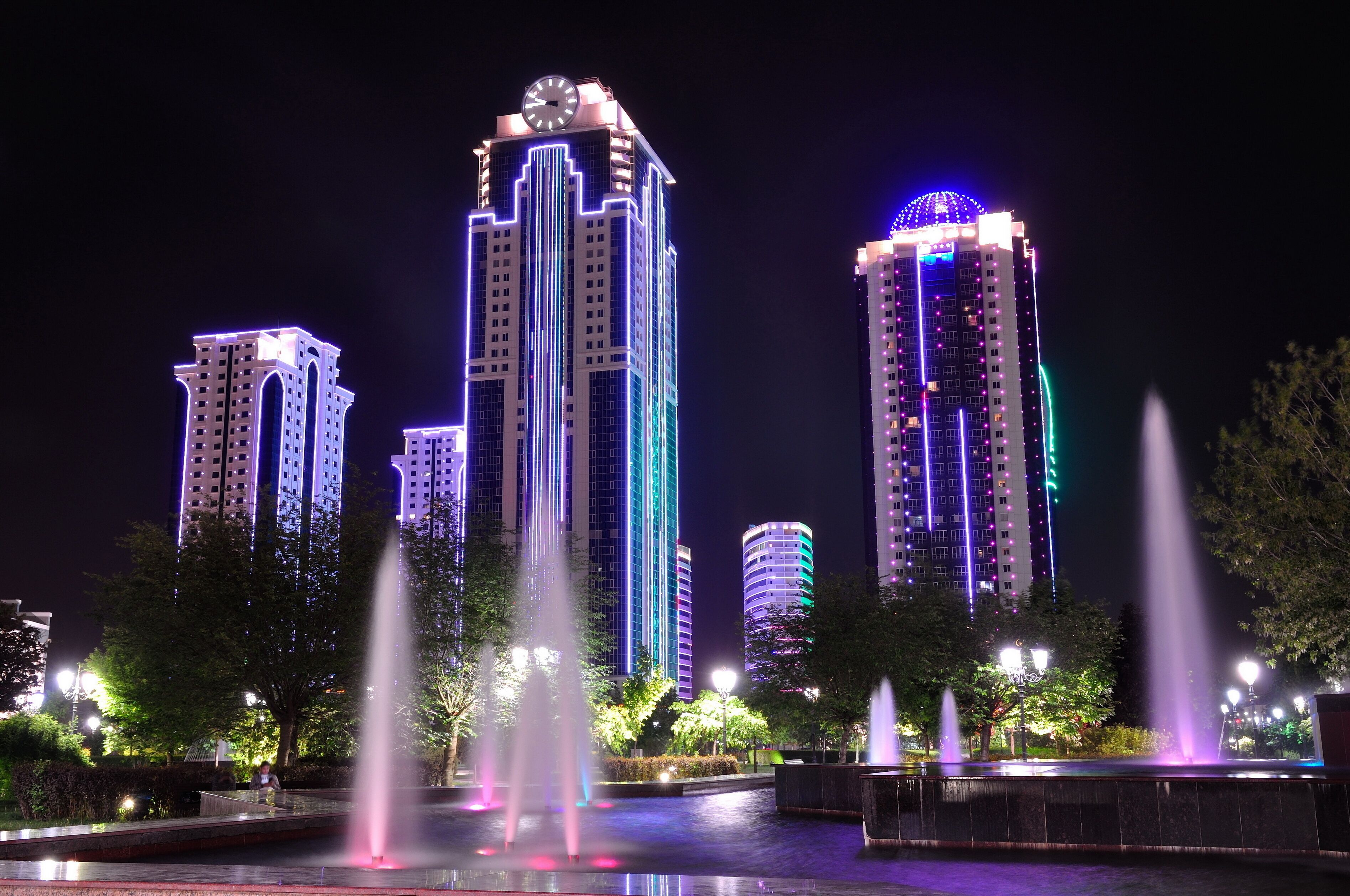 Grozny City. Night. Chechen Republic. Russia