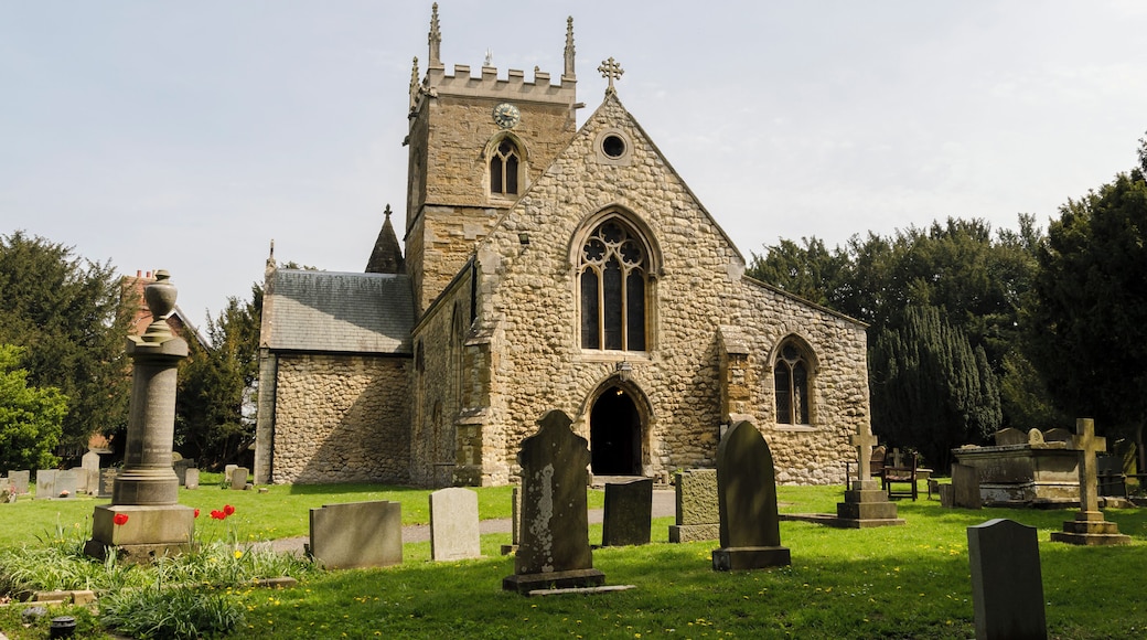 The church dates from the 12th century onwards, and was rebuilt in 1868. There is a central tower, nave with south aisle, north and south transepts, and vaulted chancel. The crossing dates from the 14th century and the tower is perpendicular. There is an embattled parapet with gargoyles and pinnacles. The south aisle is of three bays with octagonal piers, probably dating from circa 1300. The nave was rebuilt in 1863 by Benjamin Ferrey. He also rebuilt the chancel with an attractive vaulted ceiling. There are a variety of monuments and three hatchments in the chancel. There are several stained-glass windows by different makers. The font probably dates from the time of the restoration of the church in the 1860s, but here is also an older disused font, probably Saxon. There is a two manual organ by Kirkland from 1905.