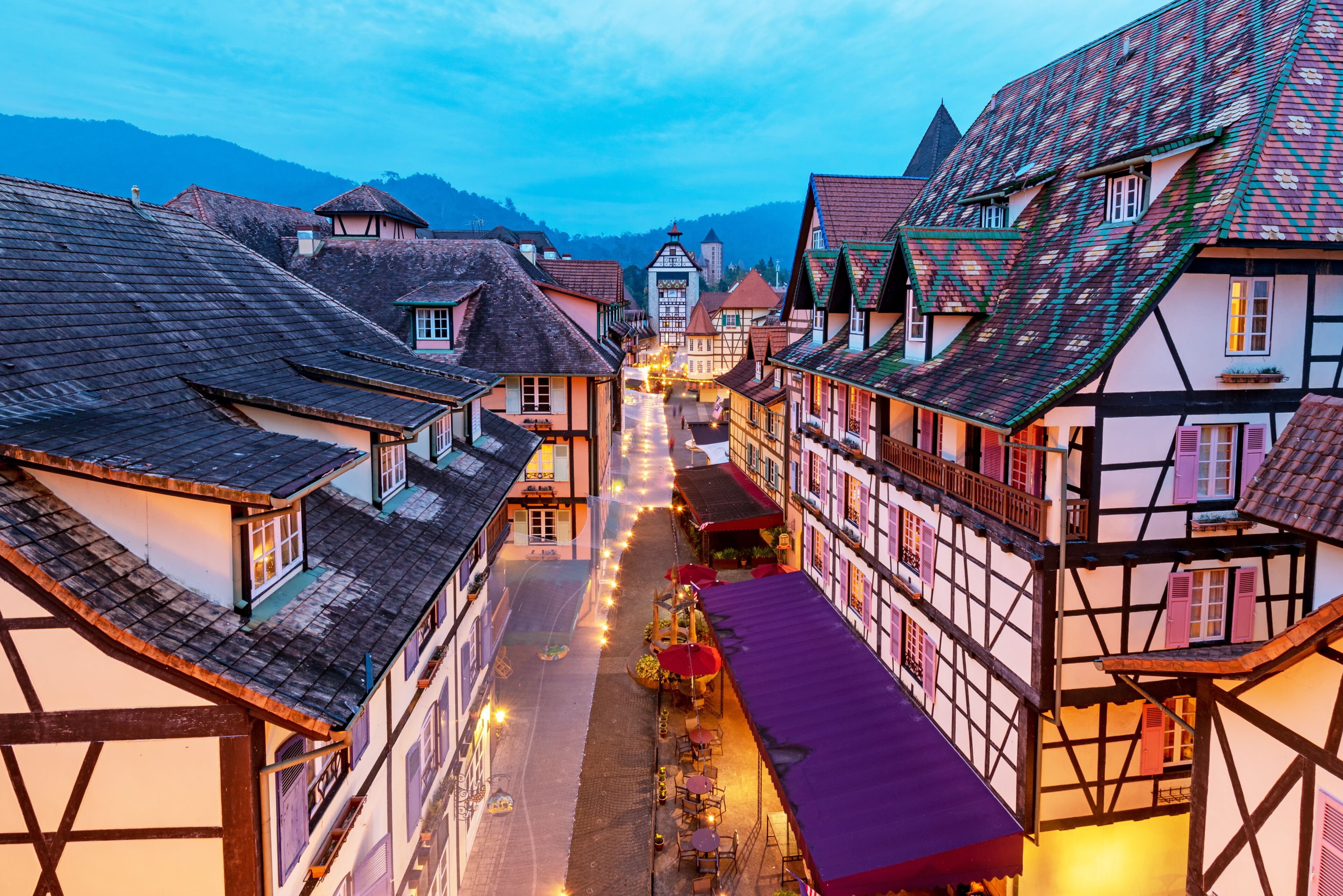 Blue Hour at Colmar Tropicale in Berjaya Hills, Bukit Tinggi Pahang