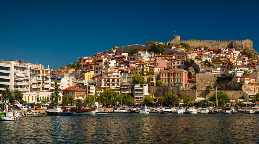 Panoramic shot of the city of Kavala in Greece. Located in northern Greece, Kavala is the main seaport of eastern Macedonia