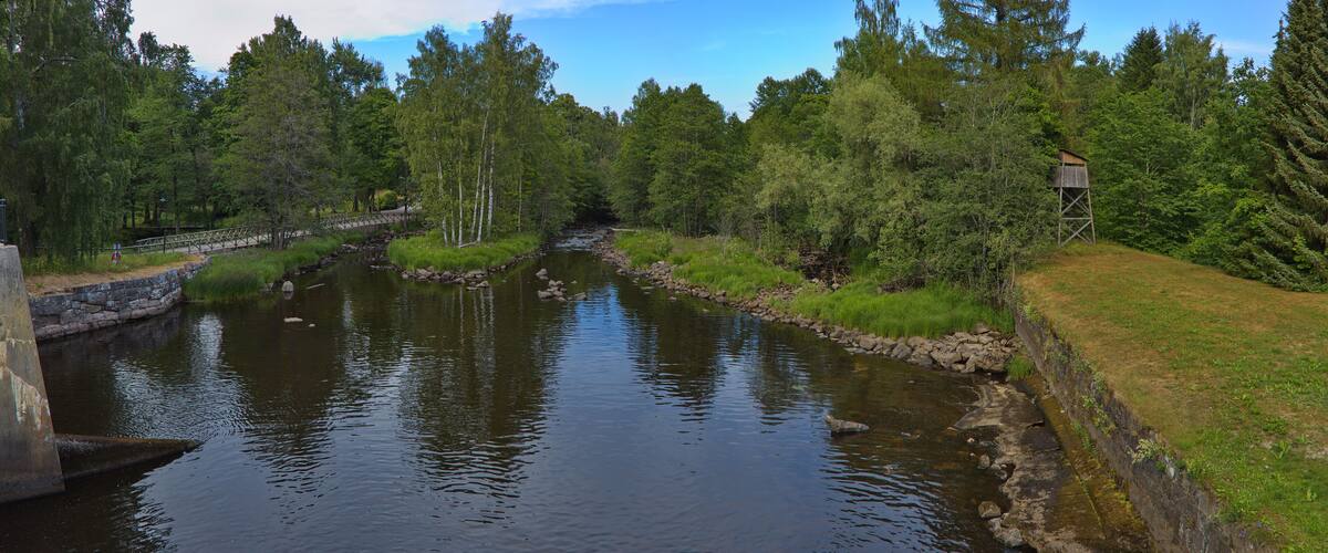 View of the river Gavlean in Gävle, Sweden, Europe