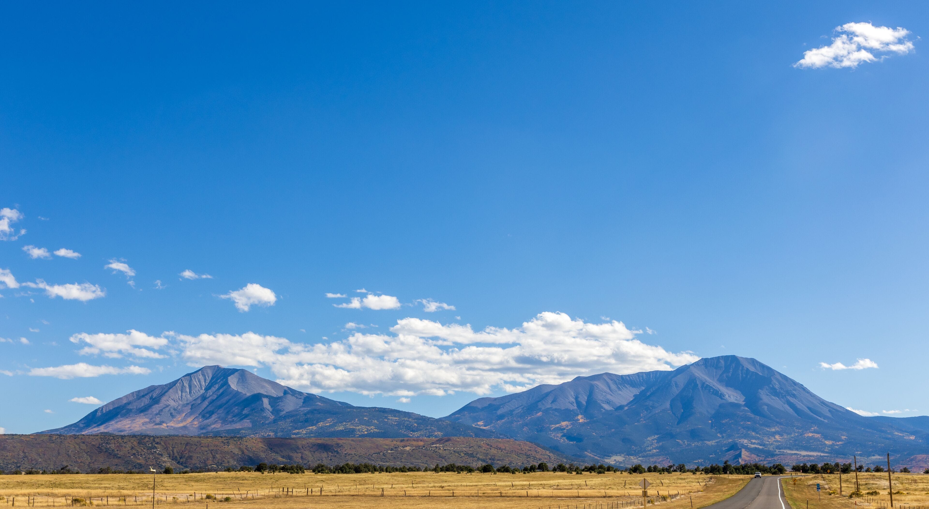 Scenic fall foliage landscape alongside the Highway of Legends National Scenic Byway, going from Walsenburg to Trinidad in Colorado