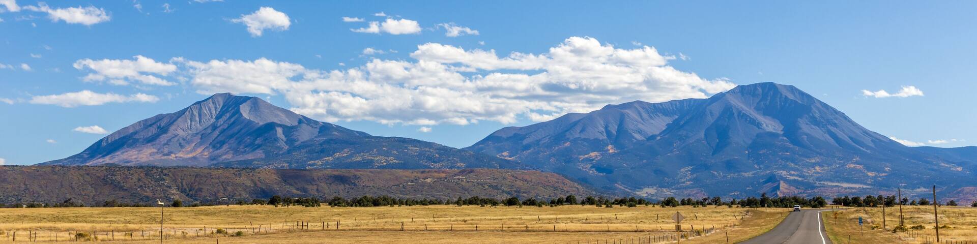 Scenic fall foliage landscape alongside the Highway of Legends National Scenic Byway, going from Walsenburg to Trinidad in Colorado