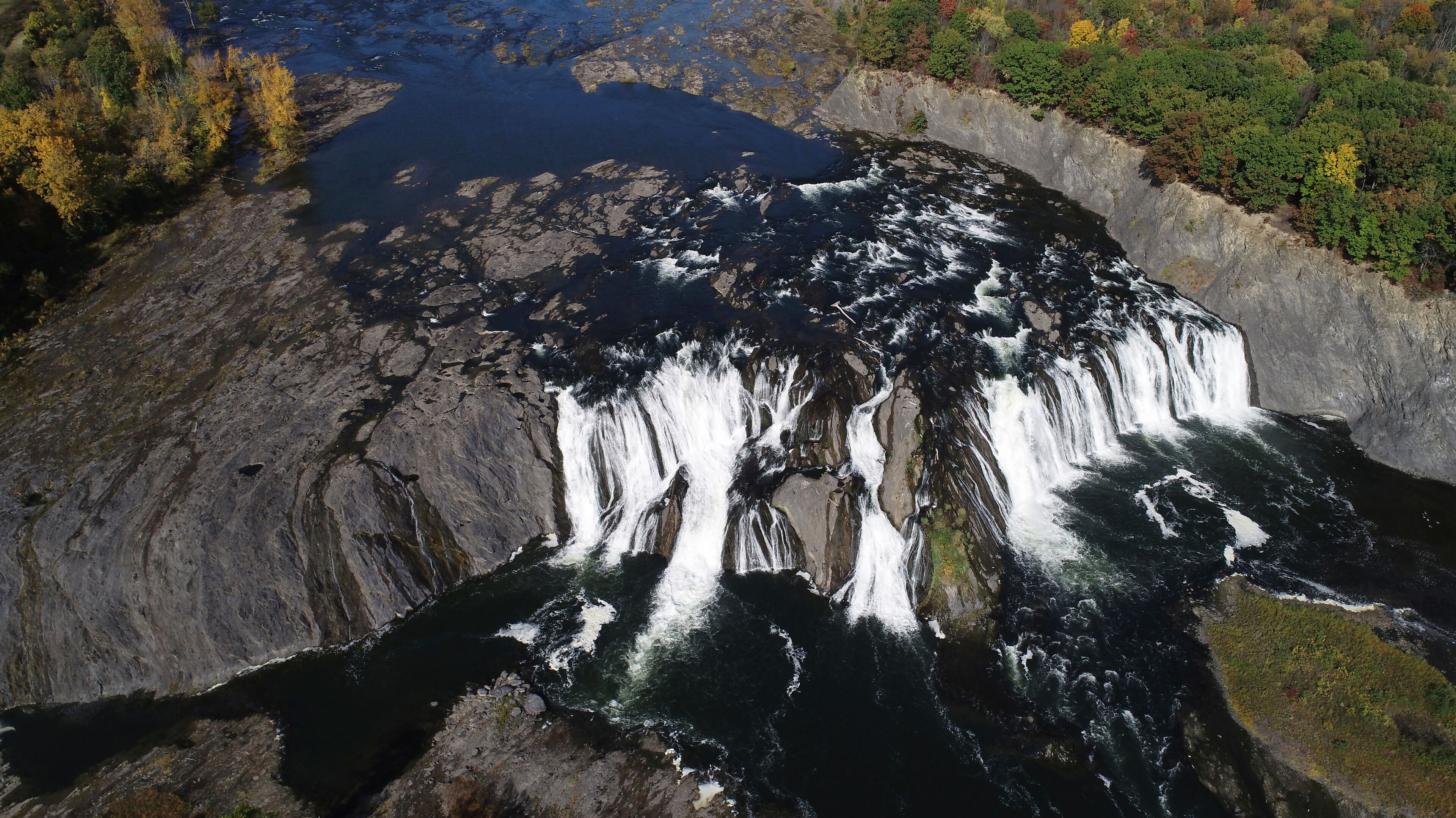 Aerial view of Cohoes Falls in Cohoes, New York