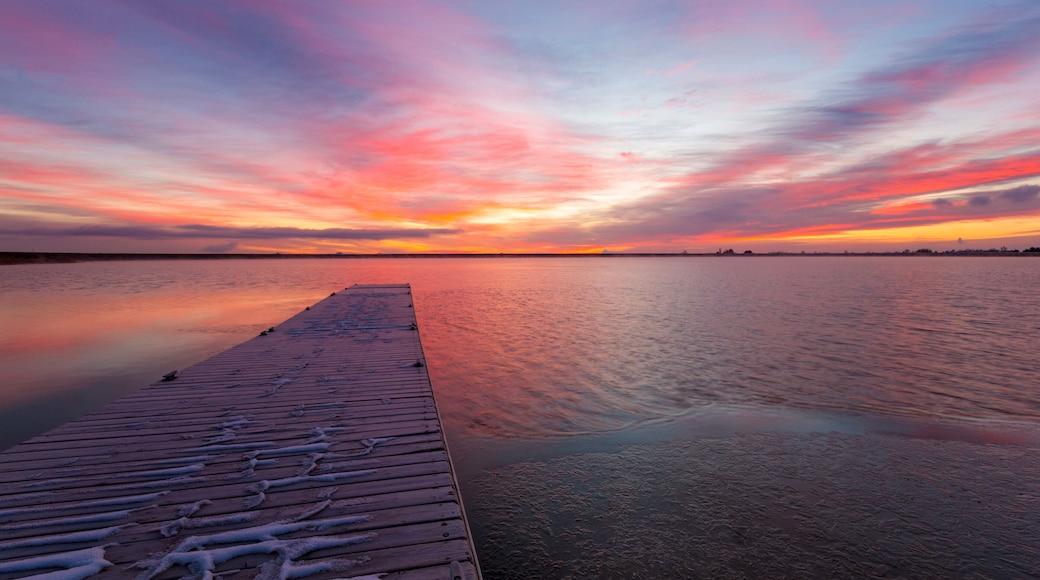 Colorful Colorado Sunrise at Lon Hagler reservoir in Loveland Colorado