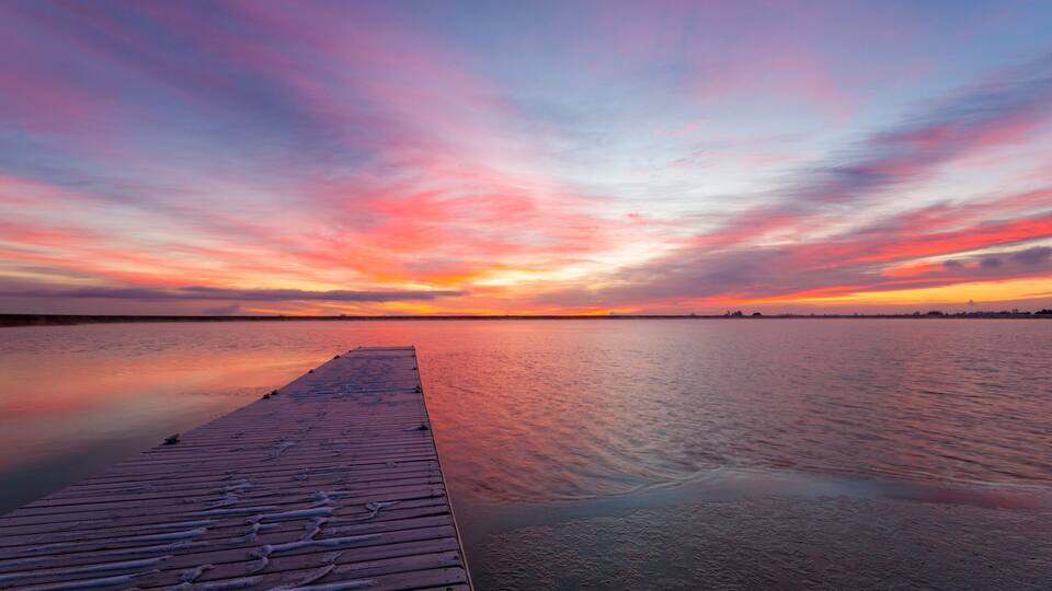 Colorful Colorado Sunrise at Lon Hagler reservoir in Loveland Colorado