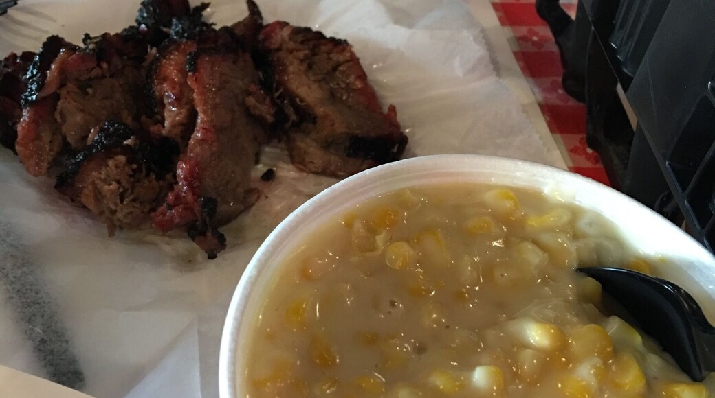 Another must at Rudy's is the brisket and cream corn. Just order the quart of cream corn or green chili stew. Take it home if you don't finish it. But trust me, you'll finish it.