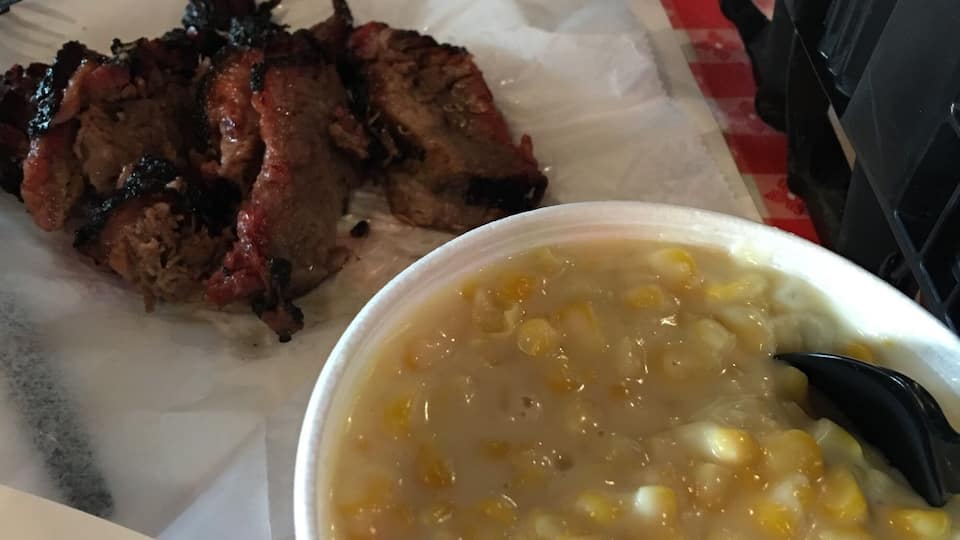 Another must at Rudy's is the brisket and cream corn. Just order the quart of cream corn or green chili stew. Take it home if you don't finish it. But trust me, you'll finish it.