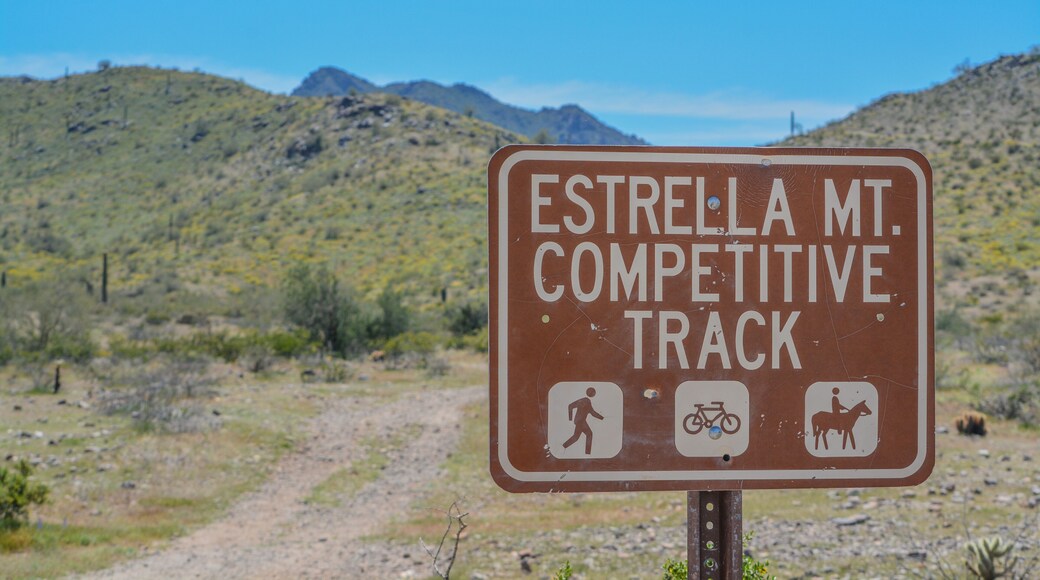 Estrella Mountain Competitive Track Sign in Goodyear, Maricopa County, Arizona USA